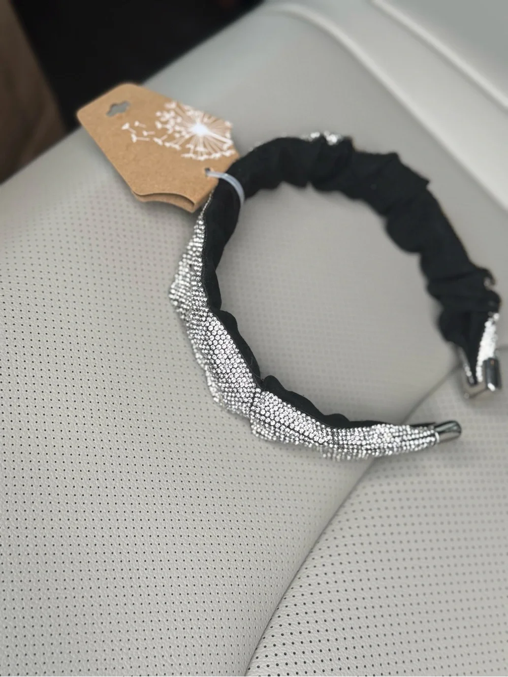 Rhinestone Embellished Black Headband🤍🩶🖤